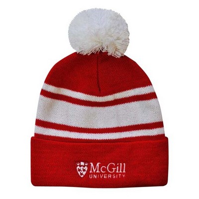 Varsity 2 Tone Toque Beanie w/Pom Pom